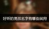 好听的男孩名字有哪些属狗