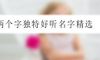 两个字独特好听名字精选