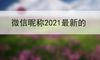 微信昵称2021最新的