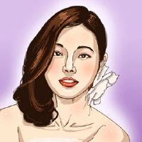 有八个条纹女性的脸垂直八个字符是双打