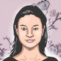 脖子苗条的女人脸上有一个很好的祝福