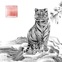 2023婴儿靠近彩色红色西装帮助老虎